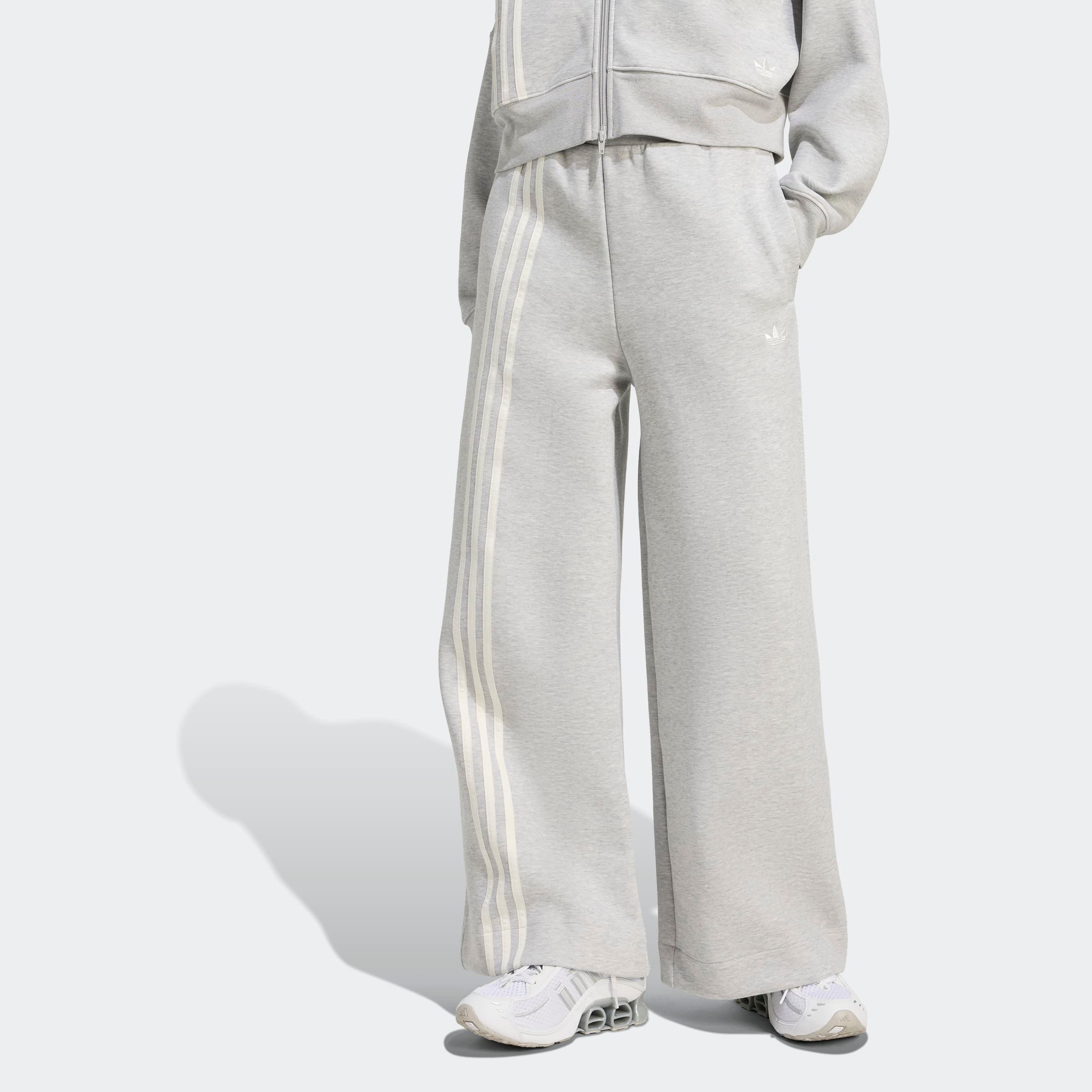 Sporthose ADIDAS ORIGINALS "3 STRIPES PANT", Damen, Gr. S, N-Gr, grau (grau two mel), Obermaterial: 53% Baumwolle, 47% Polyester, Hosen Sporthose, asymmetrische 3-Streifen, für Lauftraining, lockere Passform