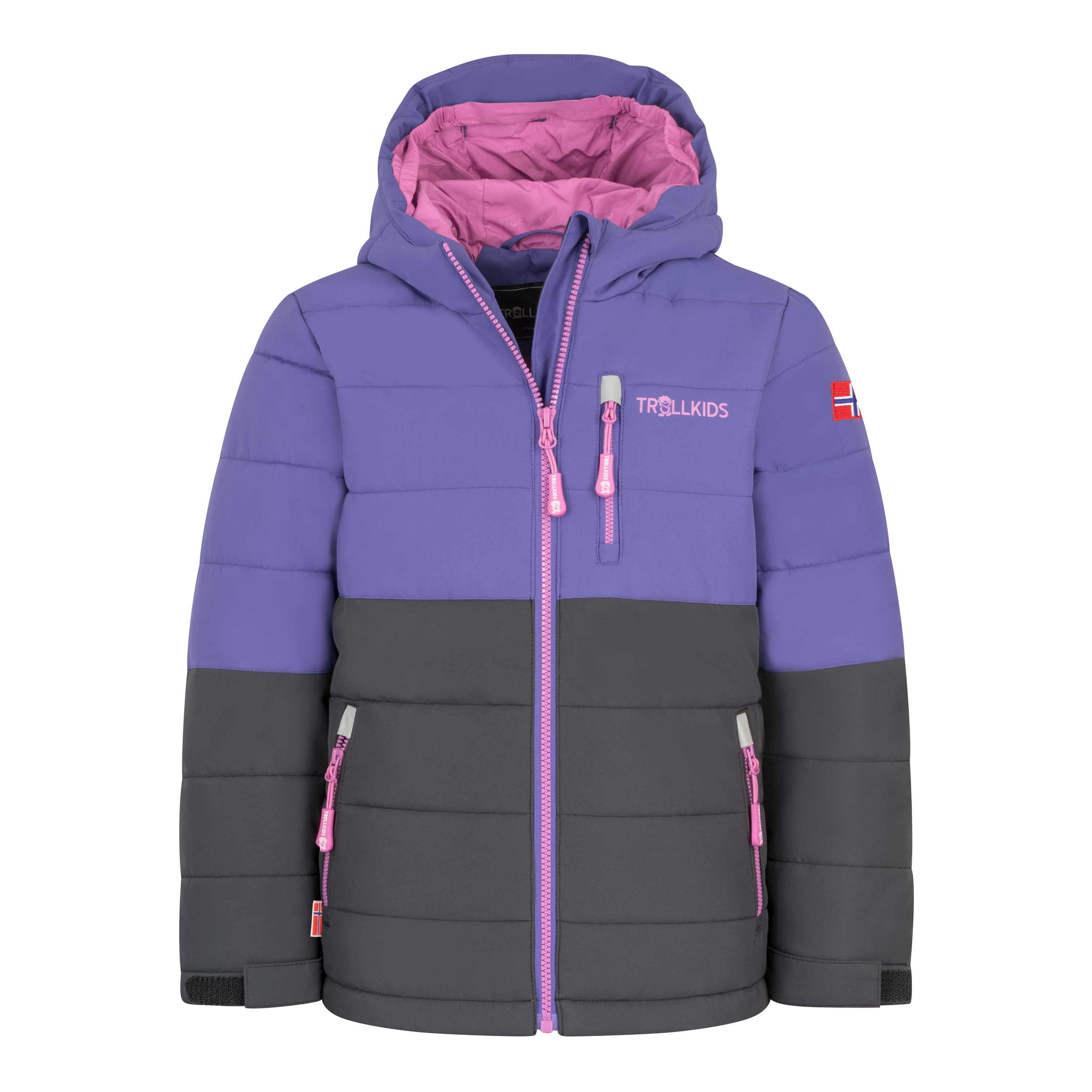 Skijacke TROLLKIDS "KIDS HEMSEDAL SNOW JACKET XT", Kinder, Gr. 164, lila (schwarz lila, schwarz, mallow pink), Steppware, Obermaterial: 100% Polyester. Futter: 100% Polyester. Wattierung: 100% Polyester, normal, mit Klettverschluss, Jacken, Winterjacke Image