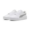 Sneaker PUMA "Carina 3.0 Day Night Sneakers Damen", Gr. 38.5, weiß (weiß silber metallic), Obermaterial: Textil, Synthetik; Futter: Textil; Innensohle: Textil; Laufsohle: Gummi, Schuhe