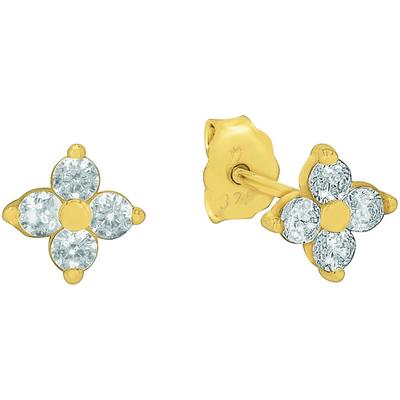 Paar Ohrstecker AMOR "Blume, 2028114", gold (gelbgoldfarben, weiß, weiß), Ohrringe, Damen, Gelbgold 375, mit Zirkonia (synth.) Image