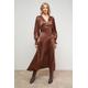 Oasis Womens Jacquard Satin Midi Dress - Chocolate - Size 14 UK | Oasis Sale | Discount Designer Brands