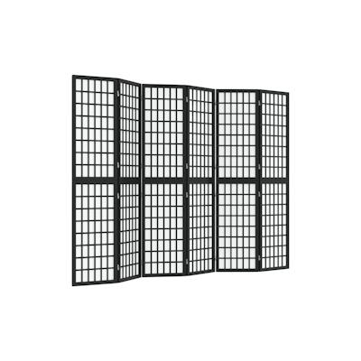 vidaXL 6-tlg. Paravent Japanischer Stil Faltbar 240x170 cm Schwarz Image
