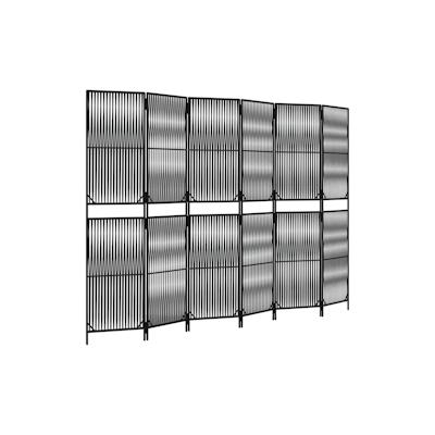 vidaXL Paravent 6-tlg. Schwarz Poly Rattan Image
