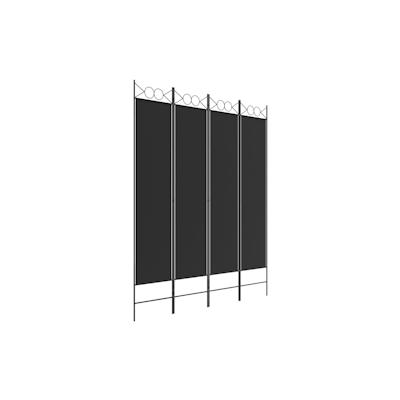 vidaXL 4-tlg. Paravent Schwarz 160x200 cm Stoff Image