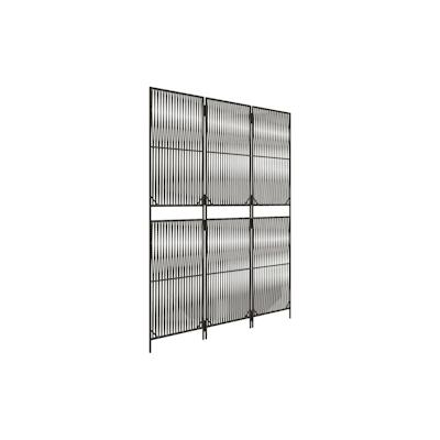 vidaXL Paravent 3-tlg. Grau Poly Rattan Image
