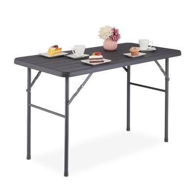 relaxdays Eckiger Gartentisch in Holzoptik 118 x 60 x 74 cm Grau