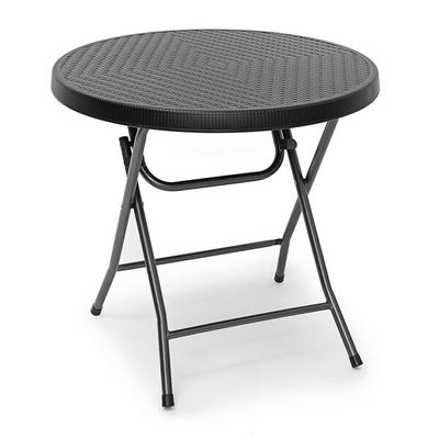 relaxdays Gartentisch klappbar BASTIAN rund Ø 80 cm Schwarz