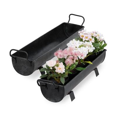 relaxdays 2er-Set Blumenkasten Dachrinne anthrazit grau Image