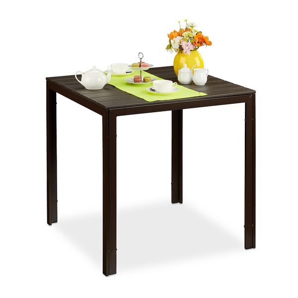 relaxdays Gartentisch Quadratisch 74,5 x 77,5 x 77,5 cm braun braun