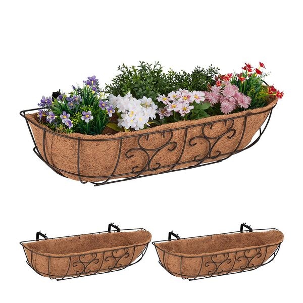 relaxdays 3er-Set Blumenkasten Balkon braun braun Image