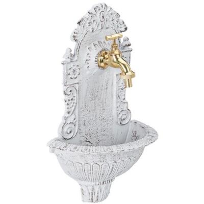 relaxdays Wandbrunnen antik weiß 40 x 24,5 x 13 cm weiß