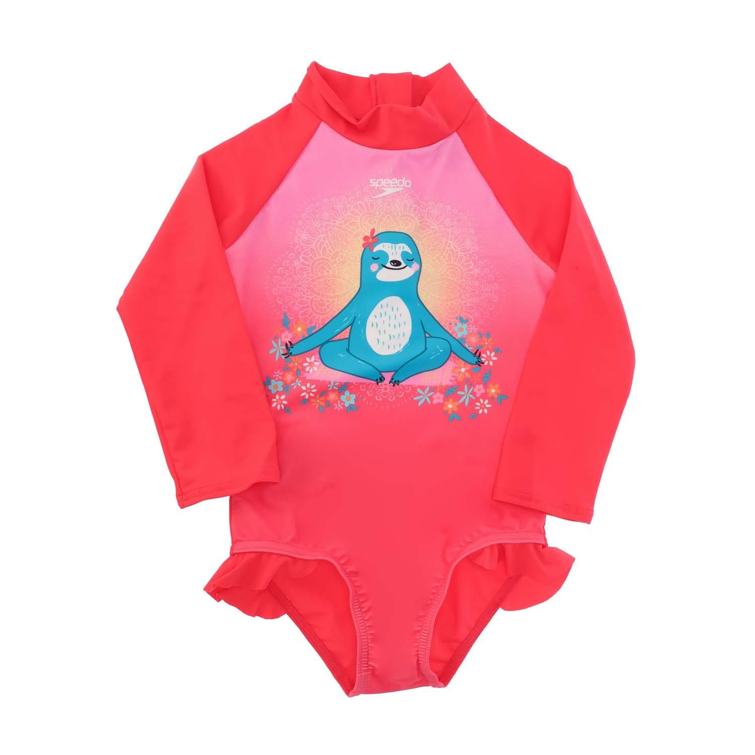 Speedo - Badeanzug für Mädchen, Rüschen Langärmlig (Pink) Image