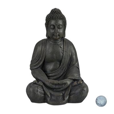 relaxdays Gartenfigur Buddha 70 cm anthrazit