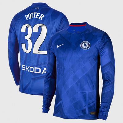 Chelsea WSL Stadion Heimtrikot 2025-26 - Langarm mit Aufdruck Potter 32 Image