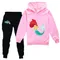 La Sirenetta Abbigliamento sportivo per bambini Abiti per ragazze Felpa con cappuccio casual Pantaloni neri Completo per bambini adolescenti Capispalla Abbigliamento per bambini Set per bambini