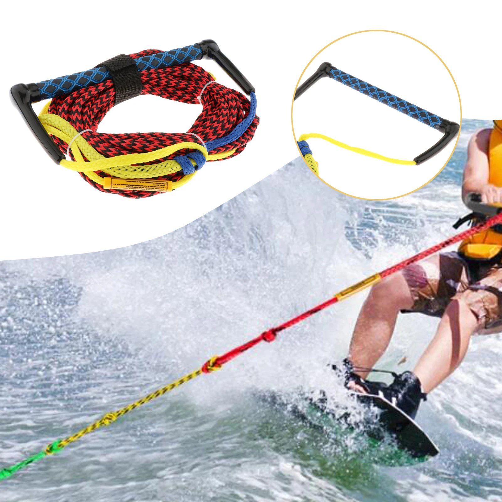 Corde de Ski nautique 23M corde de Surf flottante cordes de remorquage flottantes avec poignée accessoires de corde de Wakesurf léger pour les Sports nautiques de plage