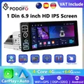 Podofo 6.9 "Touch HD Screen 1Din Car Stereo Wireless Carplay Android WIFI GPS 4 + 64G Multimediale DVR Bluetooth FM/RDS Autoradio