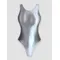 Costume da bagno intero da ginnastica a taglio alto lucido tinta unita aderente setoso lucido per donna pagliaccetti tute senza schienale P9RQ