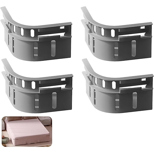 4 Bettlakenhalter mit verstellbaren elastischen Streifen, Befestigungen für Ecken und Seiten, sicherer Sitz für die Matratze, ideal für Seitenschläfer und unruhige Partner Image