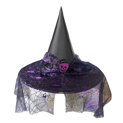 Kinder Mädchen Hüte Kappen Süß Party Halloween Hut Patchwork Silber Schwarz Image