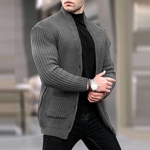 Herren Pullover Kleid Pullover Strickjacke Strickpullover Gerippt Stricken Normale Oberteile Gestrickt Gerippt Einfach Kragenlos Mode Schals Lässig Alltagskleidung Bekleidung Herbst Winter Wei