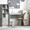 Scrivania moderna con finitura in cemento grigio e elegante tavolo da ufficio in pannello MDF