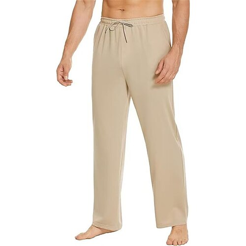 Herren Jogginghose Winterhose Hose Gerade geschnittene Sweatpants Kordelzug Tasche Elastischer Bund Einfach Komfort Sport im Freien Täglich Mode Lässig Schwarz Armeegrün Mikroelastisch Image