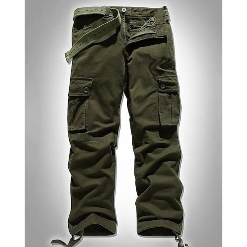 Herren Cargo-Hosen Hose Knöpfe Mehrere Taschen Einfach tragbar Outdoor Täglich Campen und Wandern Mode Klassisch Schwarz Armeegrün Image