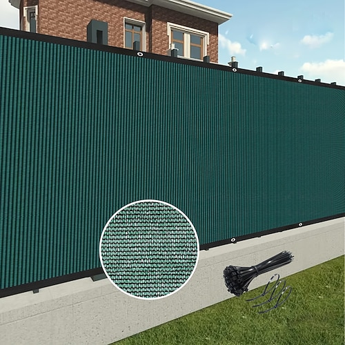1 Stück strapazierfähiges, dunkelgrünes Sichtschutzzaun-UV-Schutznetz für Garten, Terrasse, Hinterhof – inklusive Kabelbinder, ideal als Wanddekoration Außenbereiche Image