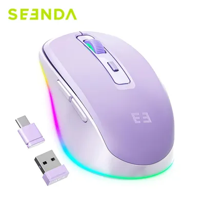 Seenda Wireless Mouse Jiggler Mover Keeps Computer Laptop Awake USB C Type C LED Backlit Mouse for MacBook iPad Windows Tablet
