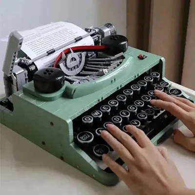 80th century classic retro typewriter model creative building blocks set of 2079pcs assembly toy birthday gift for boy and girl