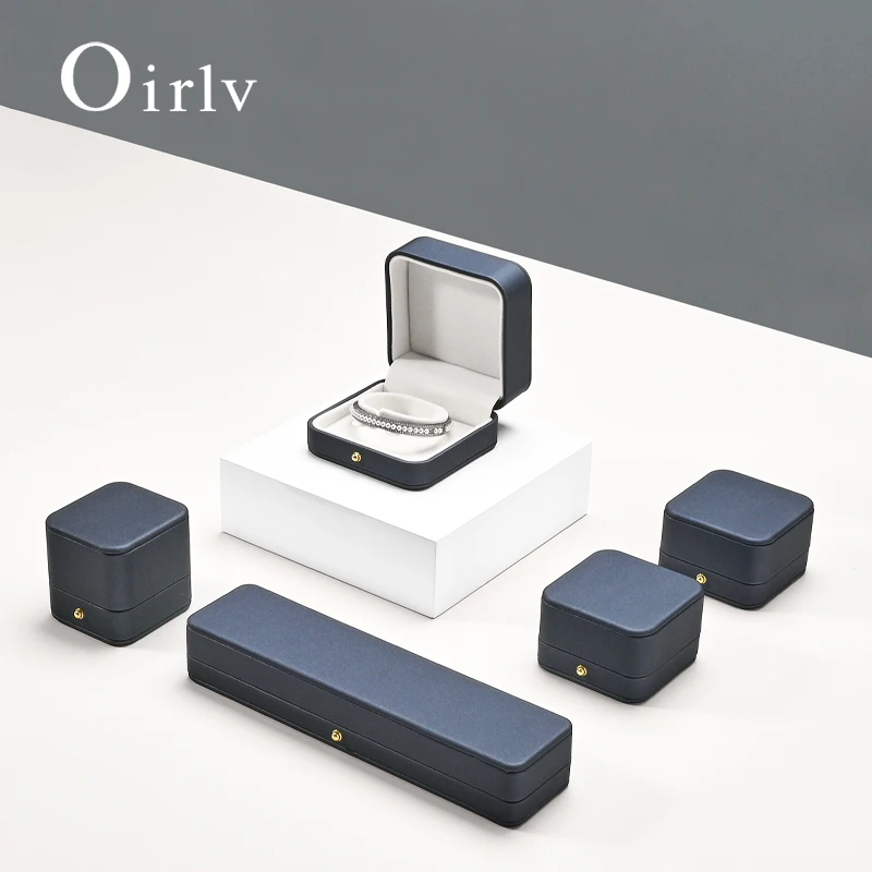 Oirlv Schmuck-Ring-Box, Leder, Ohrring, Halskette, Anhänger, Geschenke, Display-Box für Vorschlag, Verlobung, Hochzeit, Schmuck-Organizer Image
