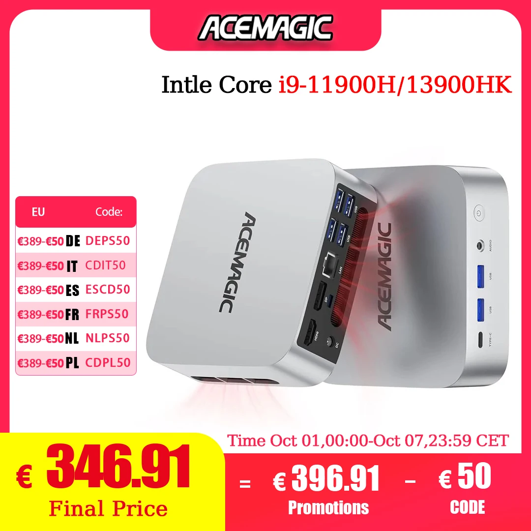 ACEMAGIC M1 Mini-PC AMD Ryzen 7 6800H (8C/16T, bis zu 4,75 GHz) Mini-Computer 4K Dreifach-Display BT5.2/WiFi 6 Image