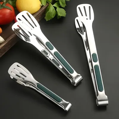 3 Pieces Of Stainless Steel Barbecue Tongs - Anti Slip, Heat-resistant, Suitable For Grilling, Salads, Barbecue Utensils