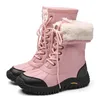 Frau Schneeschuhe Frauen Winters chuhe wasserdichte Mädchen Mid-Calf Stiefel Schuhe warme Plüschs tiefel Damen Plüsch Größe 42