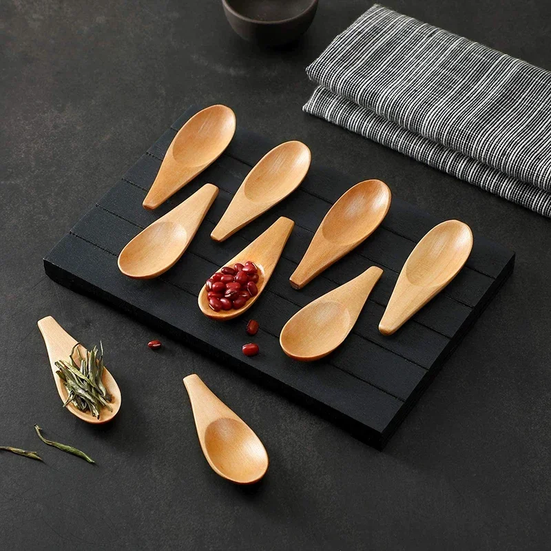 5Pcs 7X2,5 cm Holz Mini Tee Löffel Zucker Löffel Kaffee Löffel Würze Scoop Besteck Kaffee Tee kleine Mini Küche Gadgets