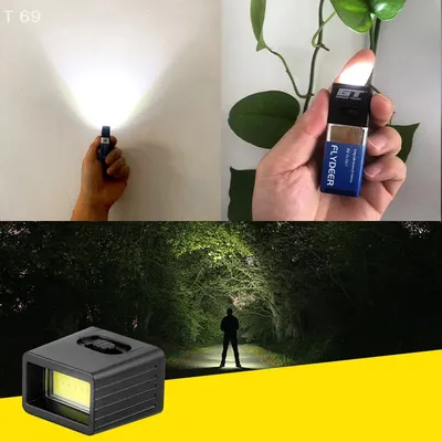 Outdoor Lighting 9V Battery Flashlight 9V Mini LED Key Light 6F22 Battery COB Work Light Supplies Tools （Battery Not Included）