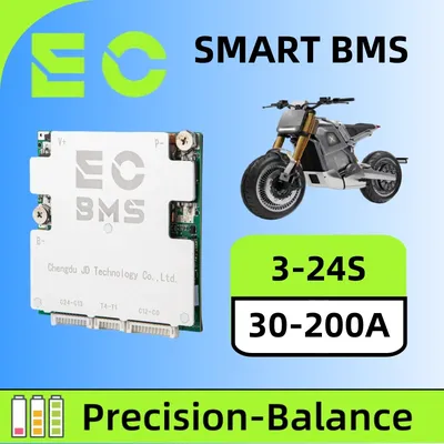 ECBMS E-Bike BMS 4-14S 30-100A 12V 24V LiFePO4 Li-Ion 18650 Smart Fast Balance Low Temp Charge Batteriesystem Elektroroller