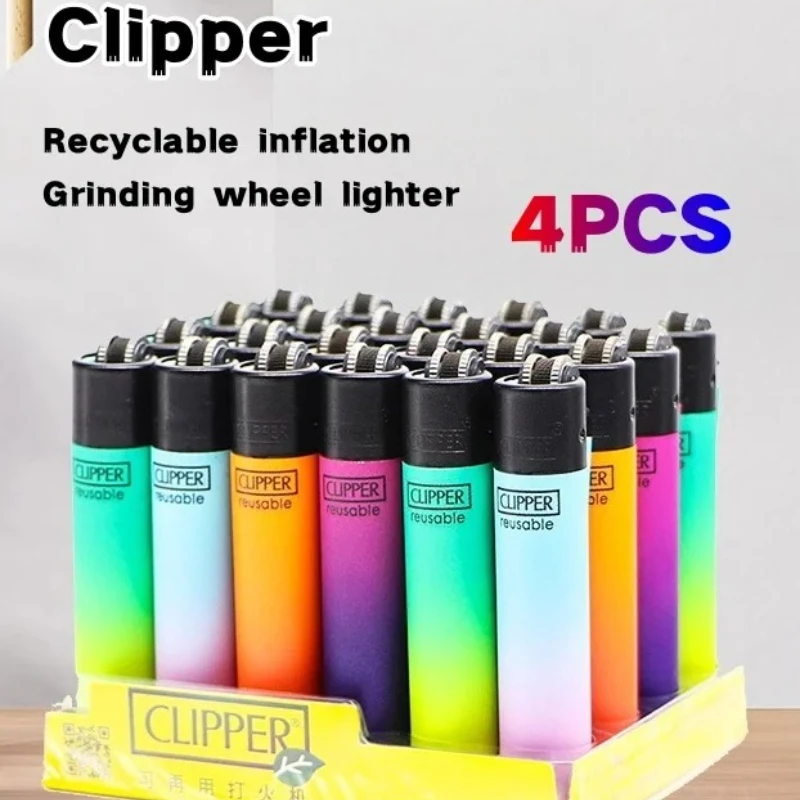 4PCS Clipper Schleifen Rad Gas Offene Flamme Feuerzeug Tragbare Einstellbare Flamme Größe Aufblasbare Feuerzeug Geschenk Zigarette Zubehör Image