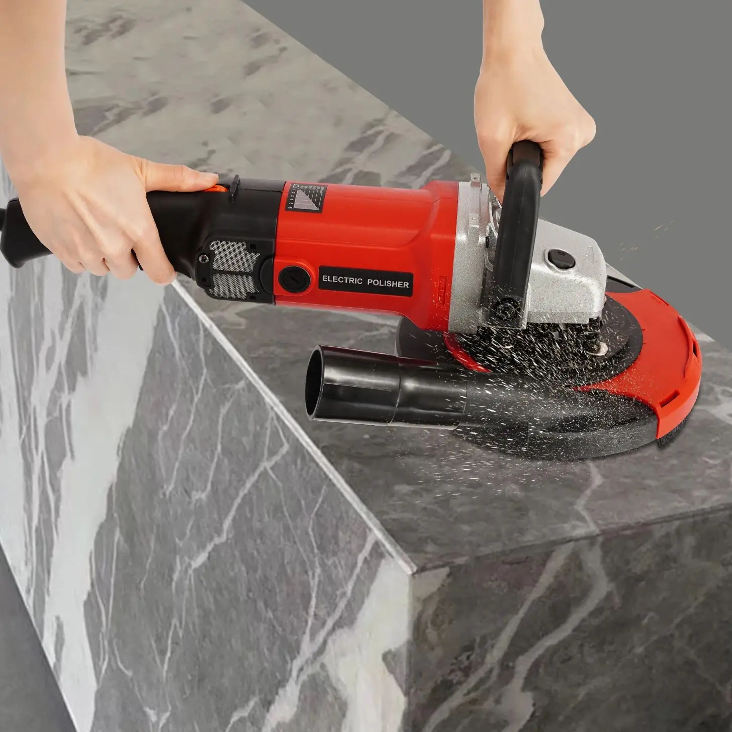 1580 W Betonschleifer, Zement-Winkelschleifer-Set mit Staubschutz, multifunktionale Schleifmaschine, Poliermaschine, 6 Gänge, Geschwindigkeitseinstellung Image
