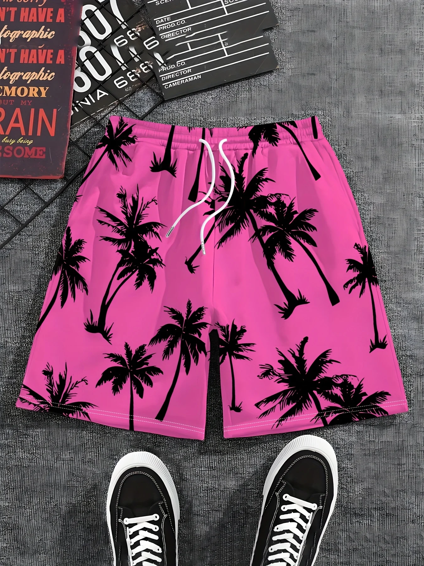 Herren-Shorts 2025, Strand-Badehose mit Handflächenbaummuster, bedruckte Sporthose, schnell trocknende Mode, lässige Alltagskleidung Image