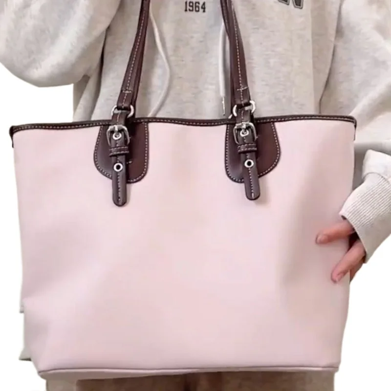 Frühling und Sommer Vintage Plaid Rosa Tote Mode Süße Lazy Wind Tote Große Kapazität Hochwertige Achseltaschen