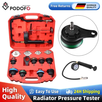 Podofo Water Tank Leak Detection Detector Tool Radiator Pressure Tester Vacuum Type Cooling System Test pressure gauge with Box