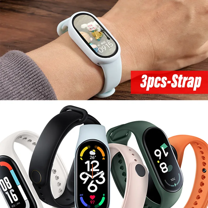 3Pcs Armband Für Mi Band 7 6 4 5 3 Armband Xiaomi Mi Band Strap Silikon Sport Ersatz armband Smartwatch Zubehör Image
