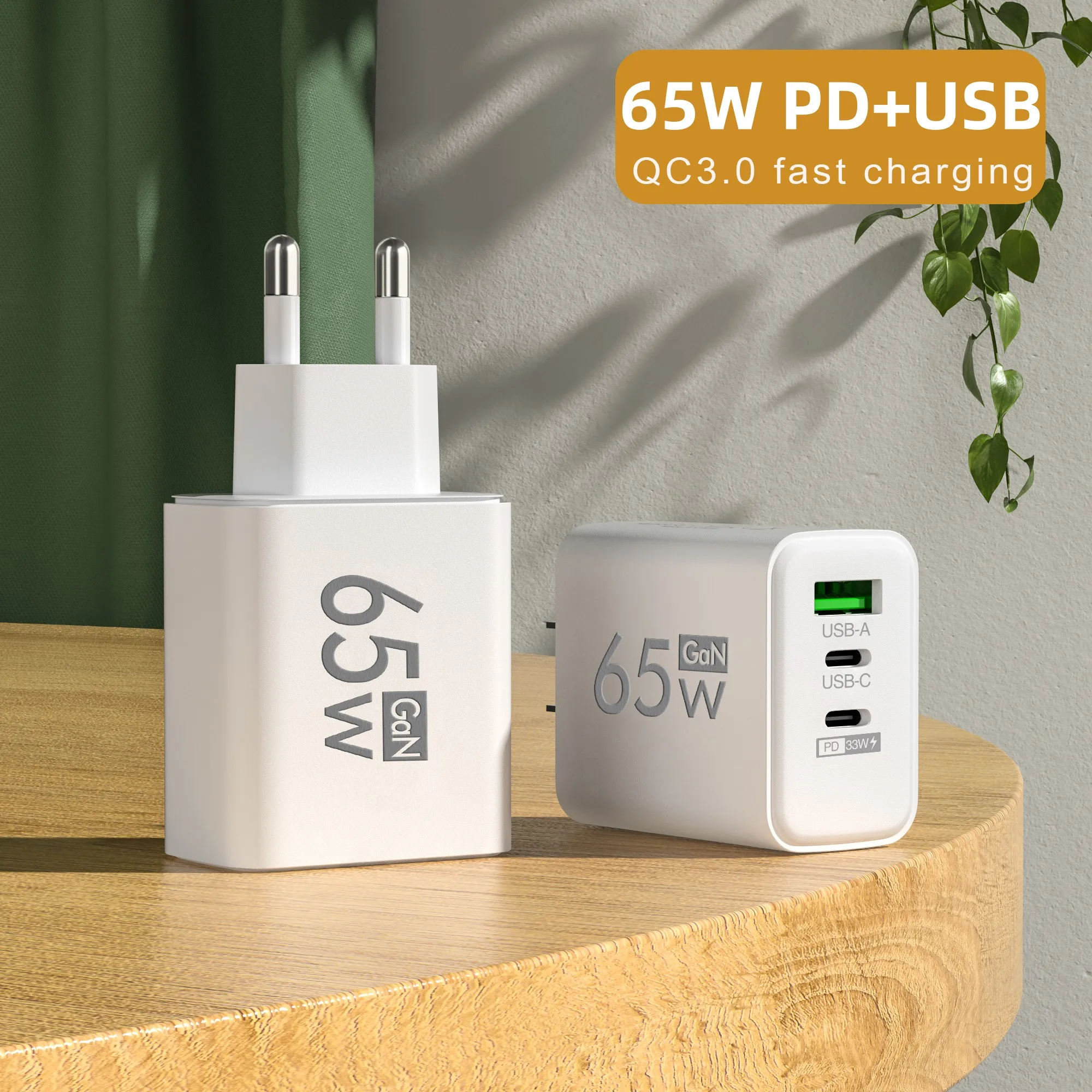 3-in-1-Handy-Ladegerät mit mehreren Anschlüssen und Kabel, USB Typ C, schnelles Aufladen, Handy-Netzteil für iPhone, Xiaomi, Huawei, Samsung Image