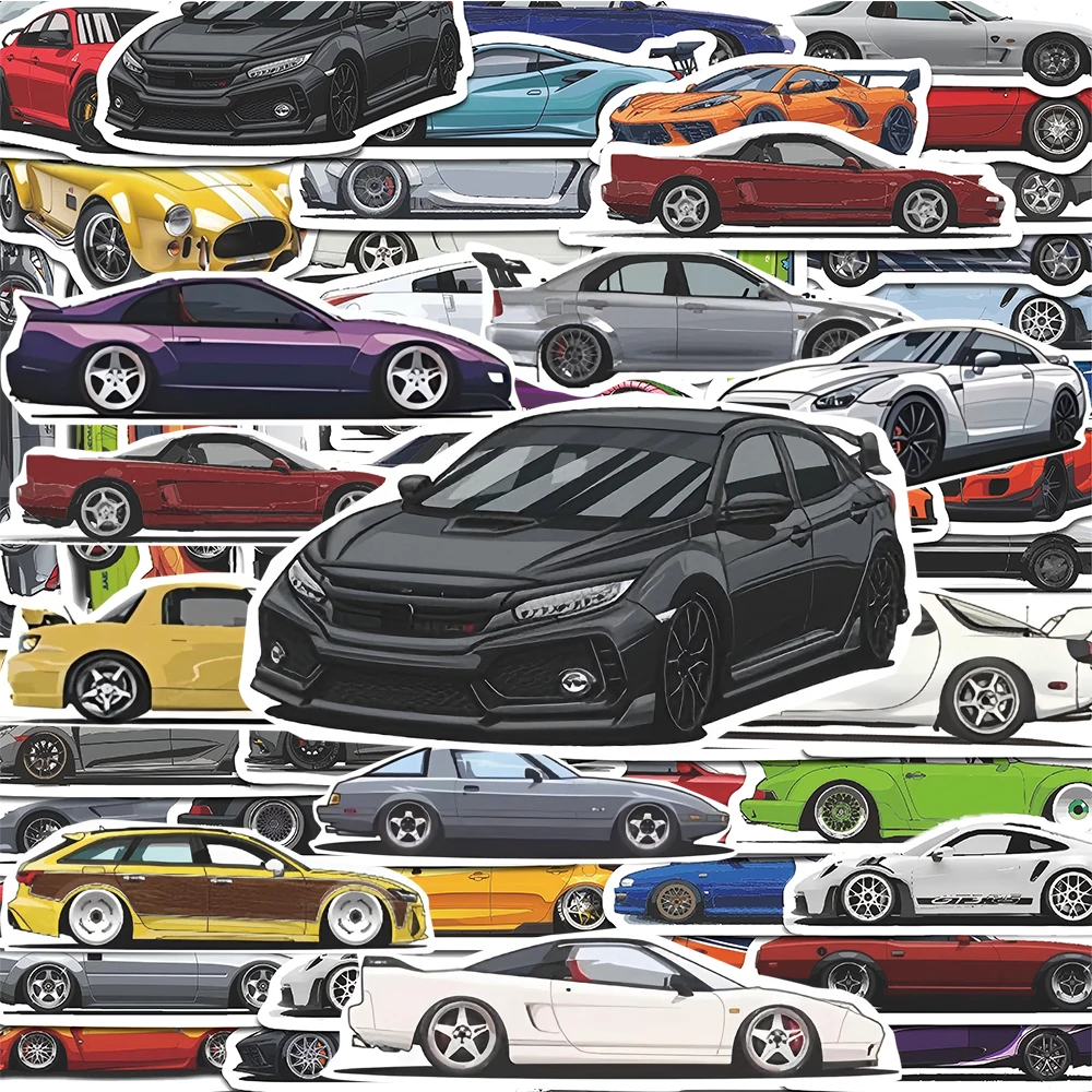 10/30/70 Stück Vintage JDM Nachrüstung Rennwagen Aufkleber Cartoon Graffiti Aufkleber Skateboard Telefon Fahrrad Laptop Klassische coole Aufkleber Image