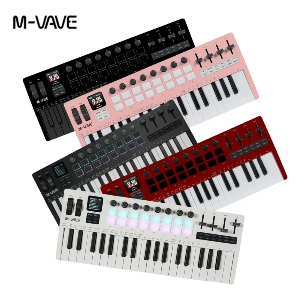 M-VAVE 37-Tasten-MIDI-Controller Pro Portable SMK-37 Pro 16 RGB-Pads 8 Knöpfe Integrierte Synthesizer-Tastatur Digitale Zubehörteile Image