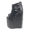 Schwarze hohle matte Ledersandalen Peep Toe Keilabsatz Mode Sexy kühlen Sommer große Größe 2025, Damenschuhe Zapatillas Mujer