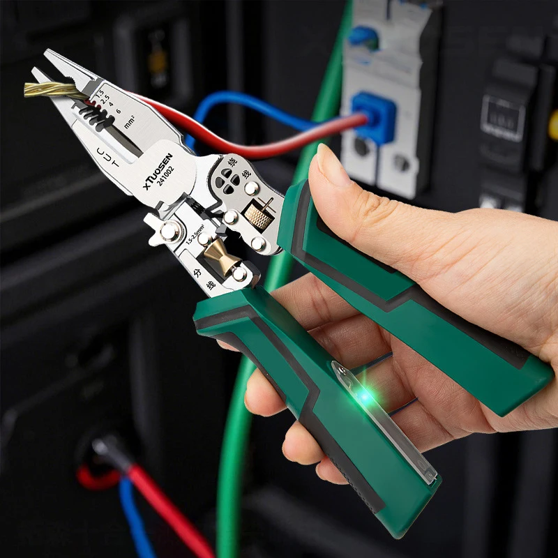 1 Pc Draht Cutter Werkzeug 10 In 1 Elektrische Kabel Stripper Zange Spannung Tester Schere Mit Strom Messung Funktion Image