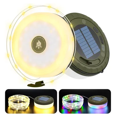 Solar-Camping-Lichterkette für den Außenbereich, 2-in-1 wiederaufladbare Camping-Lichter mit 8 Modi, wasserdichte tragbare Camping-Lichter für den Außenbereich
